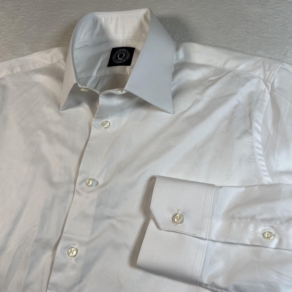 Q Clothier Dress Shirt Mens XXL White Classic Spread Collar Made USA Long Sleeve